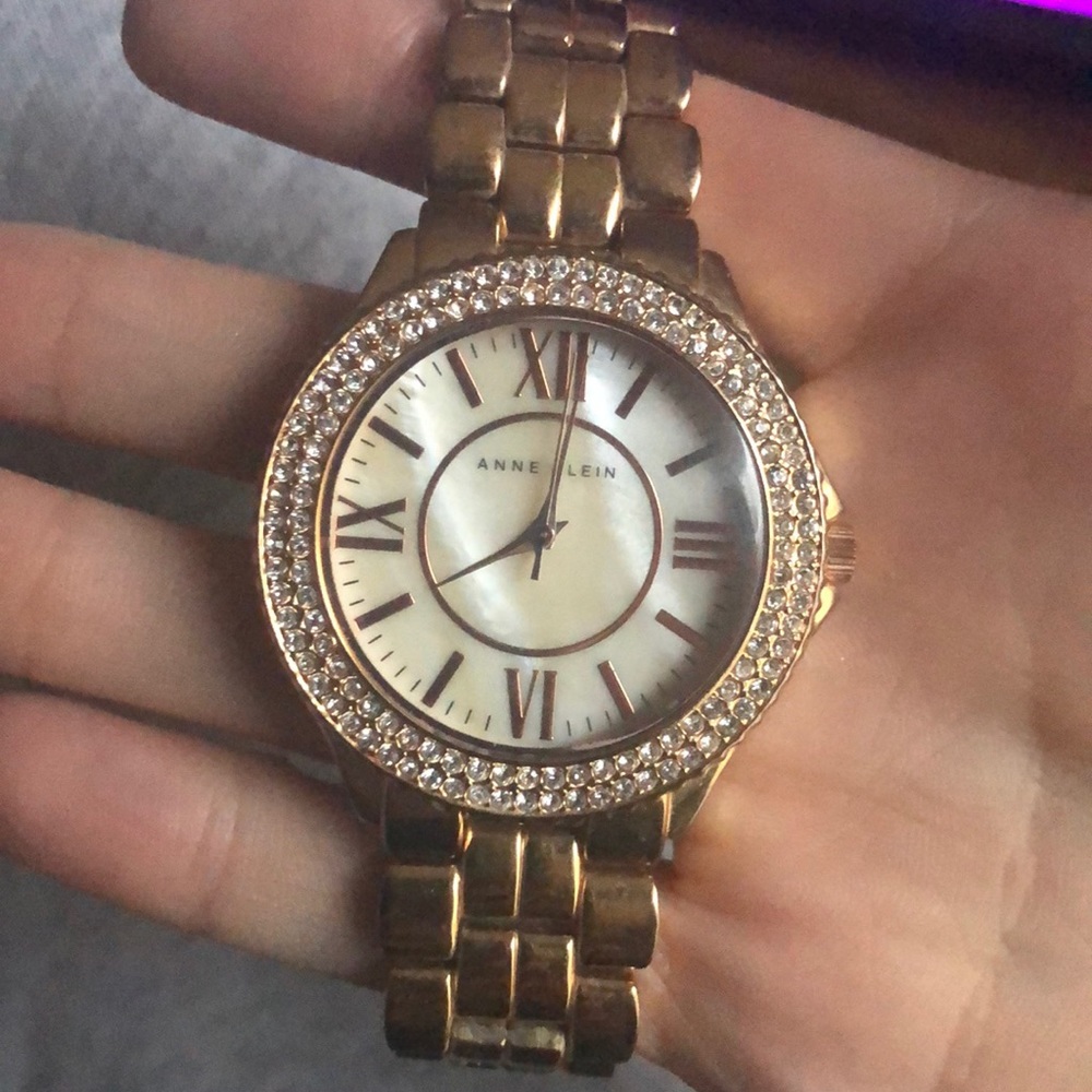 Anne Klein faux rose gold Swarovski watch